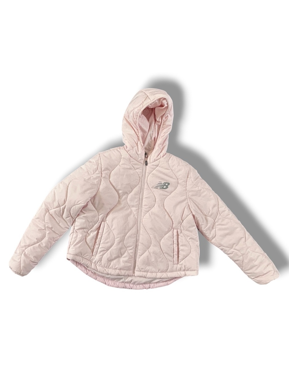 NEW BALANCE Size L light Pink Quilted Hooded Puffer Jacket
